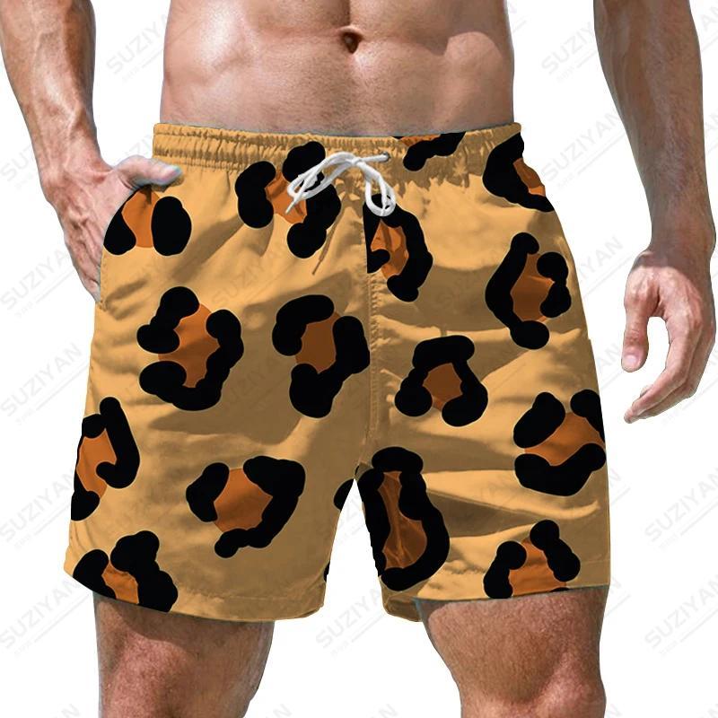 Herren Leopardenmuster Strandshorts 3D-Druck Lässige Partykleidung Badeshorts Harajuku Atmungsaktiver Badeanzug Homme Übergroße Kleidung