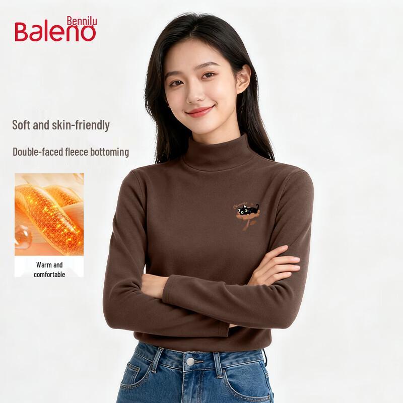 Baleno Women's Fleece-Lined Mock Neck Knit Top