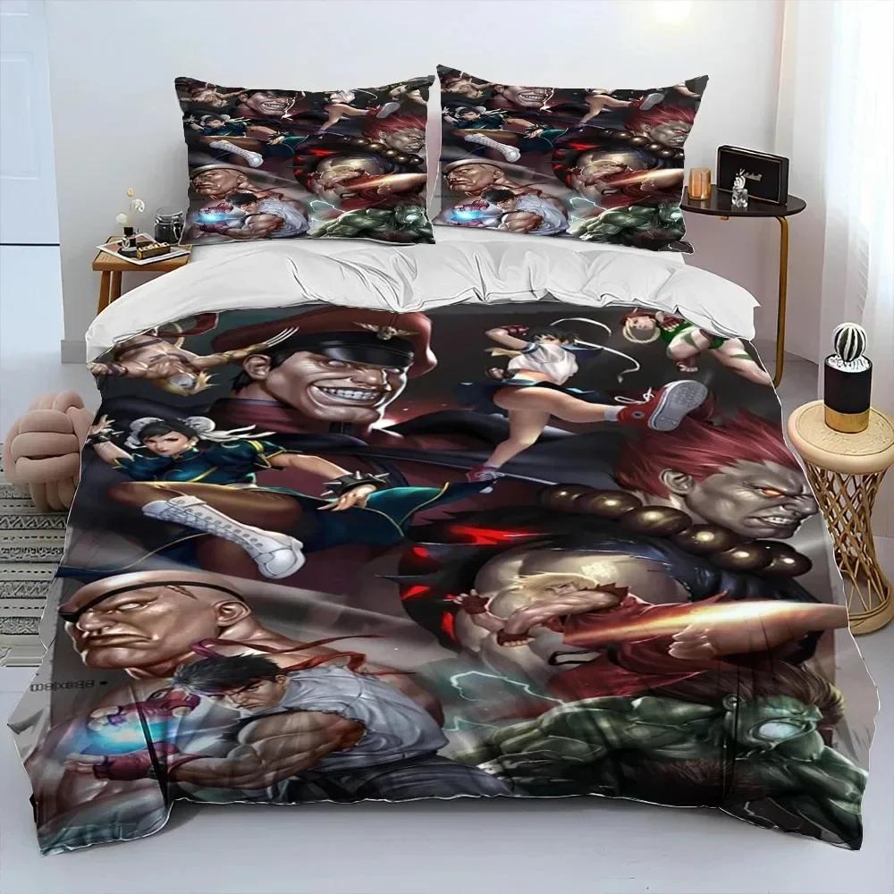 3D Print Street Fighter Retro Game Comfortable Duvet Quilt Cover Pillowcase Bedding Set Children Bedroom Decoration Home Textile