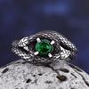 2026 New Vintage 316L Stainless Steel 3D Snake Ring with Red&Green StoneAnimal Fashion Jewelry for Man Women Boyfriend Gift