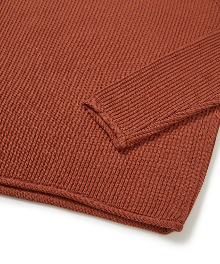 WEST GRAND BOULEVARD French Oversized Raglan Ribbed Cotton Knit Blood Orange