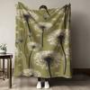 1pc Dark Green Background Dandelion Art Pattern Printed Fleece Blanket, Suitable for All Seasons, Multi-Purpose 3D Digital Print