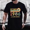 Unisex T-Shirt mit Rundhalsausschnitt Hergestellt 1986 Kassettenband Grafik-T-Shirt Retro Vintage Geburtstag Lässiges Kurzarm-Oberteil Für Musikgeschenk Tragen
