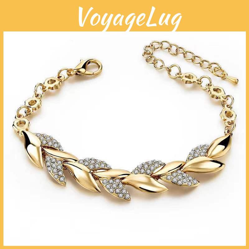 Dragon And Cross-border Jewelry 18k Gold Leaf Bracelet Elegant Wedding Jewelry With Diamond Inlays