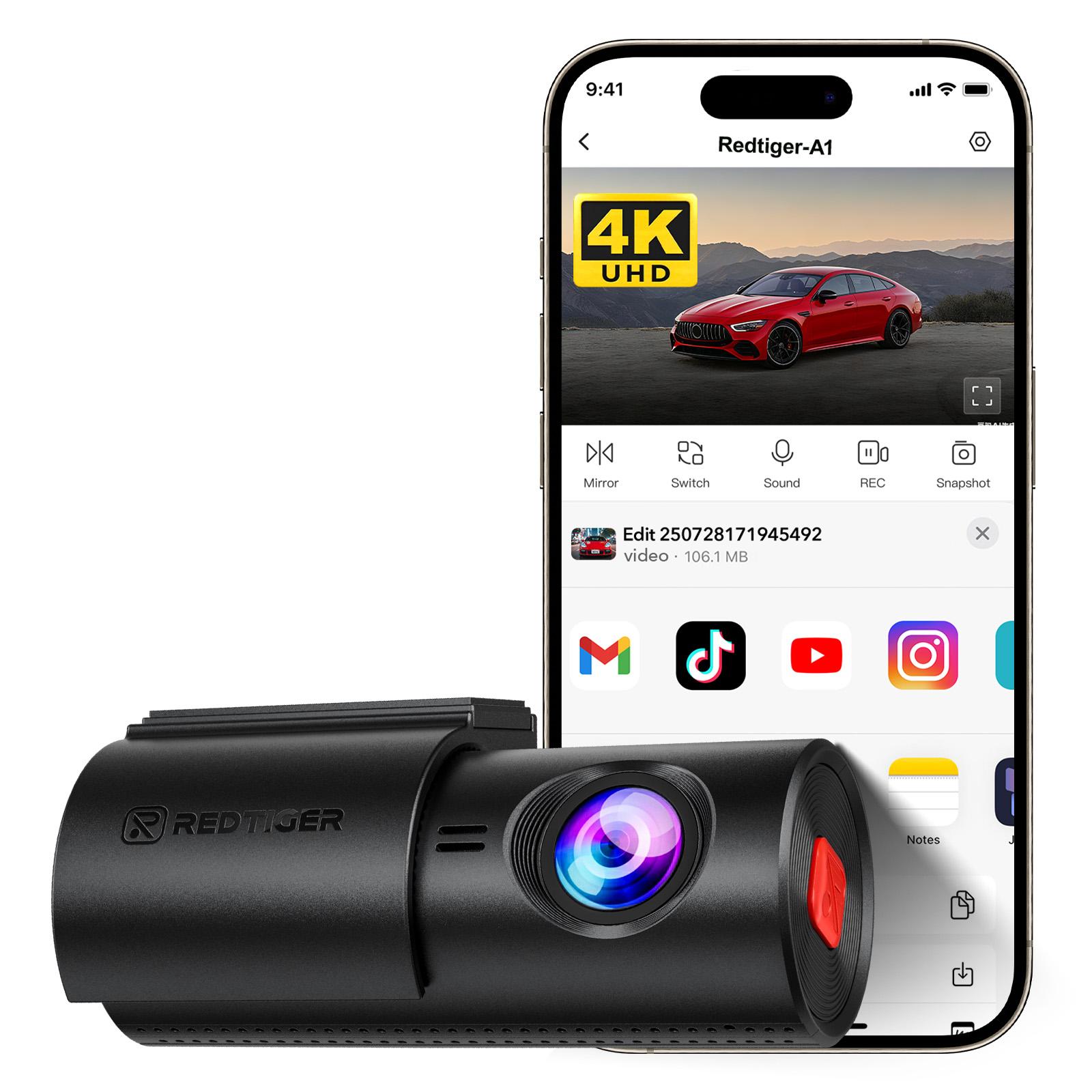 

REDTIGER A1 4K Mini Dash Cam WiFi & APP Control Compact Car Camera Super Night Vision G-Sensor 24H Parking Mode Loop Recording None