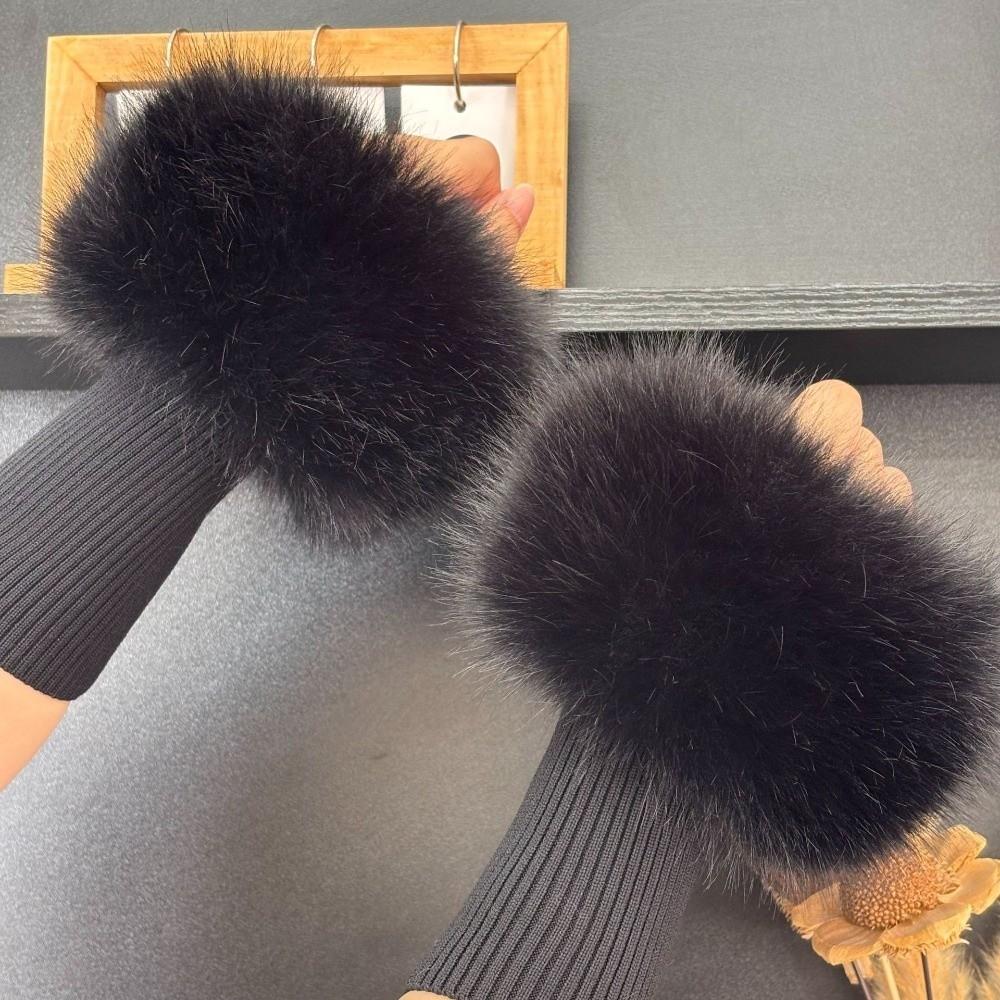 Soft Fluffy Wrist Cuffs Stretch Knitted Bands Coat Cuff Trim New Wrist Warmers For Women