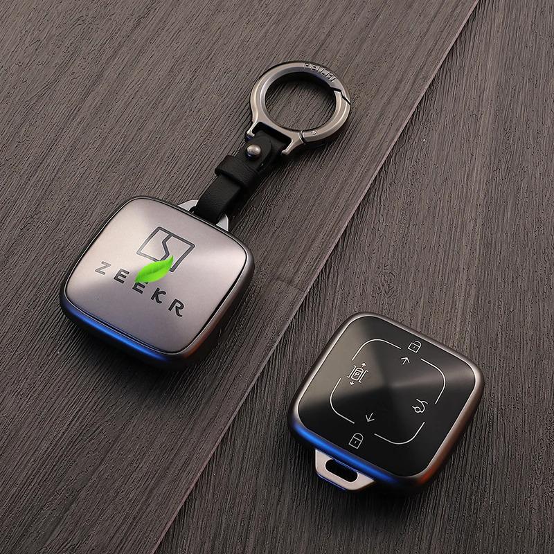 Voor Geely Zeekr 001 7X X 007 009 Leren Auto Afstandsbediening Sleuteletui Sleutelhouder Fob Nfc Bluetooth Metaal Slimme Sleutel Sleutelhanger Accessoires