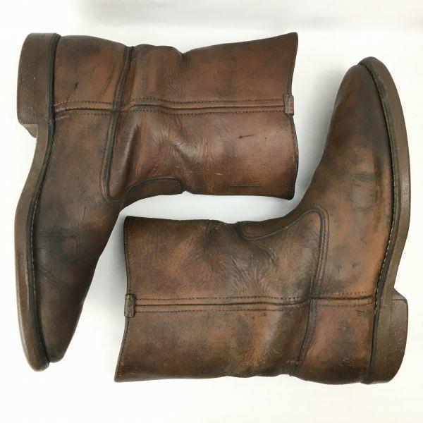 Vintage REDWING Cork Sole Leather Mid Boots Size 8.5B (Approx. 25.526.5cm) Dark Brown(USED)