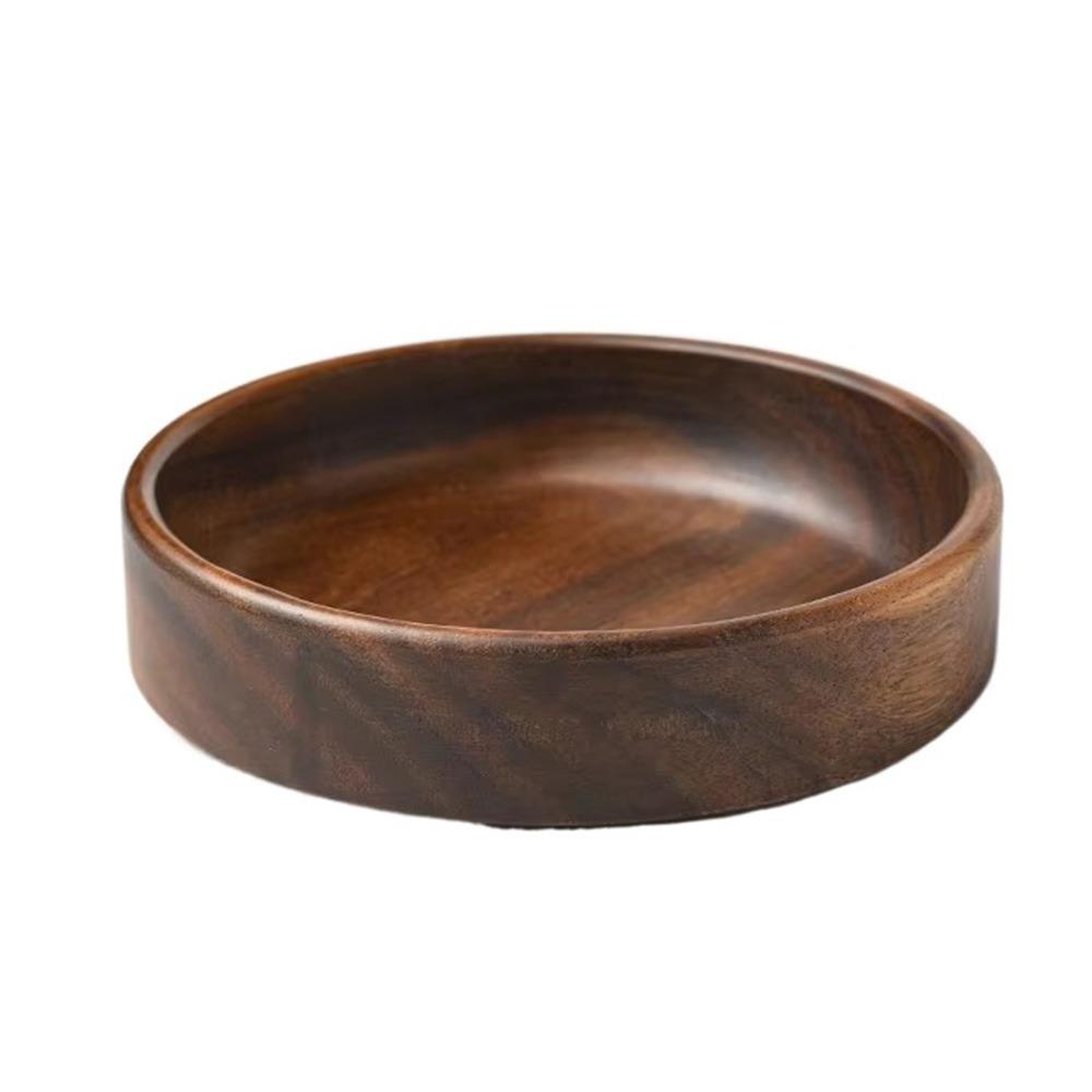 Handmade Wooden Salad Plate Round Snack Serving Tray Vintage Solid Wood Bowl  Hotel