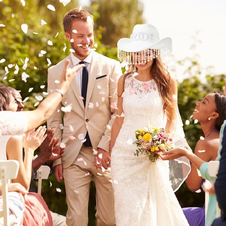 Bride To Be Fringed Hat for Women Cosplay Costume Cowboy Hat Bachelorette Party Headwear Wedding Celebration Headpiece