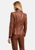 Stylish Button Women BROWN Party Classic Blazer Real Genuine Lambskin Leather