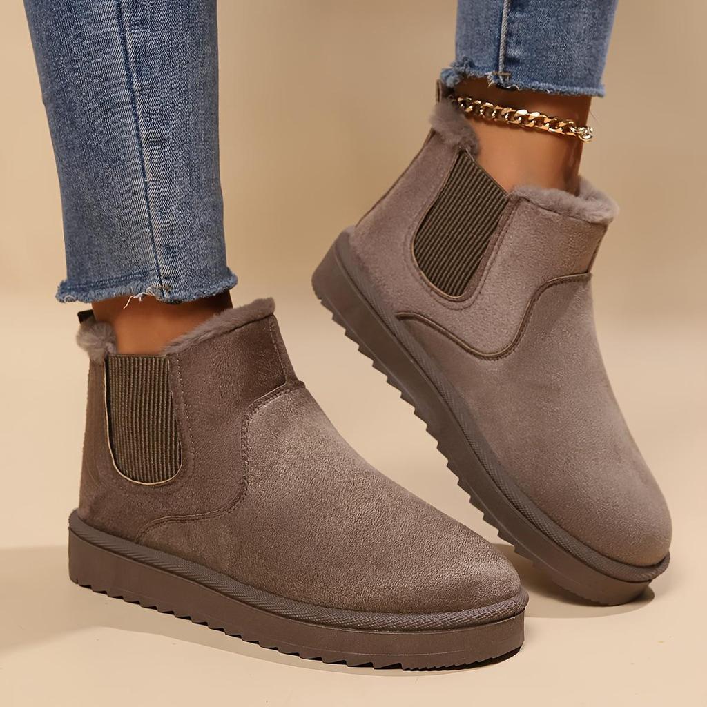 2025 Fleece-Lined Plus Size Women's Winter Slip-On Ankle Snow Boots