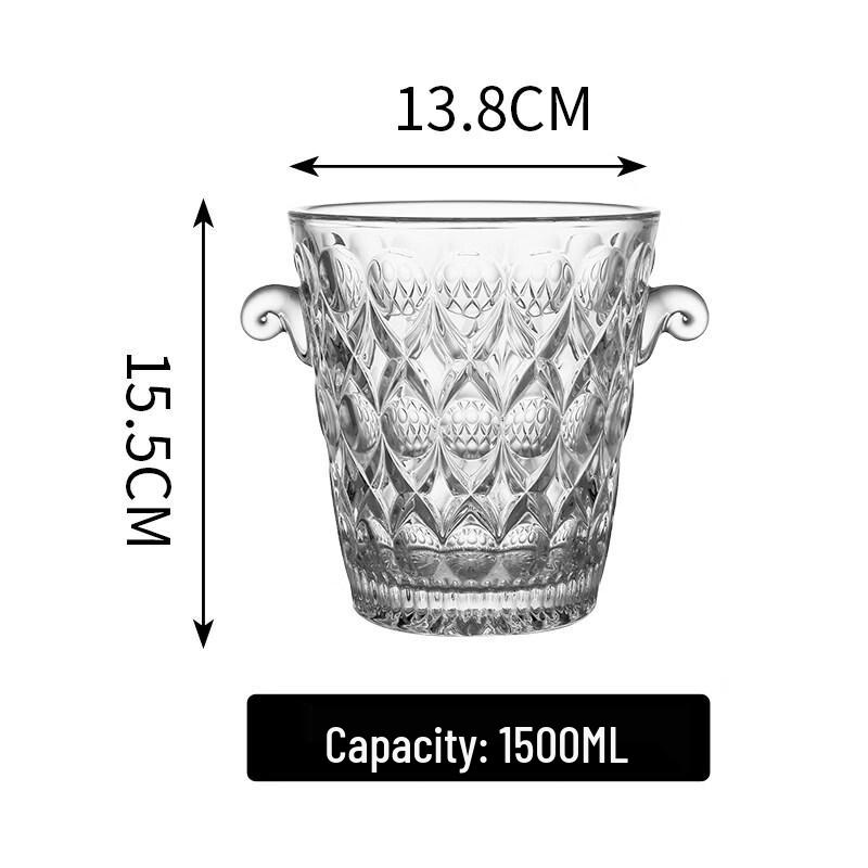 ZISIZ Thickened Glass Insulated Ice Bucket