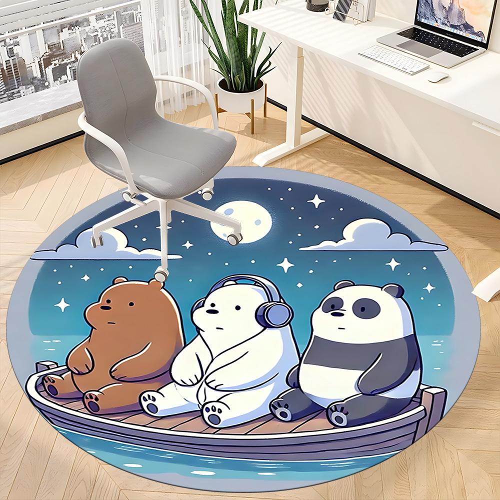 1pc We Bare Bears Office Round Area Rug, Under Office Chairs Bedroom Living Room Home Decor A1022213