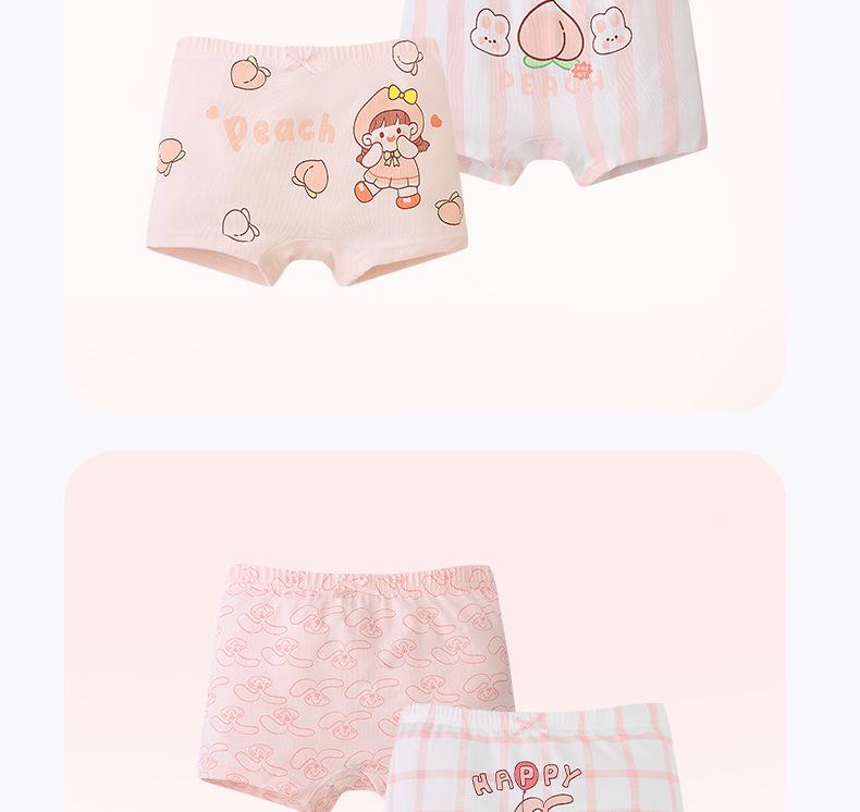 Girls' Cartoon Pattern Cotton Boxer Briefs - Thin, Antibacterial, Four Seasons Toddler & Young Child Style