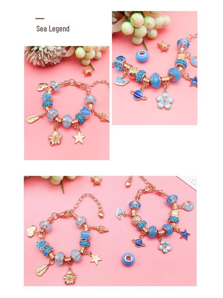 66-Piece Children's DIY Crystal Bracelet Kit – Educational Beaded Jewelry Set for Creative Holiday Gifts