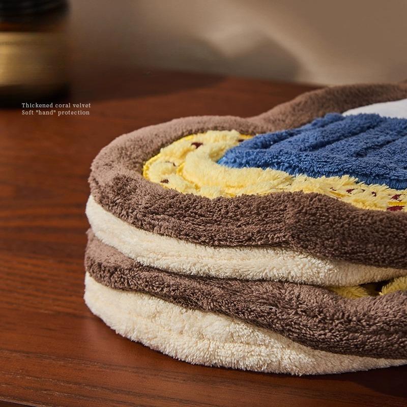 Super Soft Hand Towel Thickened Coral Fleece Washing Hands Cloth Kitchen Bathroom Use Cute Handkerchief Rag Water Absorbing