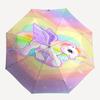 Rainbow Heart Unicorn Automatic Folding Umbrella: Portable 3-Fold Design with Iron Frame, Perfect for Fans and Outdoor Use0104407a