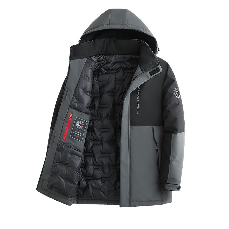 

Хлопковая куртка с цветными блоками, капюшоном, утолщенная теплая и теплая куртка, камуфляж XXXXL серый