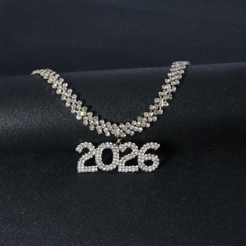 Übertreibene Strass Cuban Chain Hiphop 2026 Anhänger Halskette Für Frauen Mann Kristall Punk Kragen Naecklace Party Schmuck Geschenk