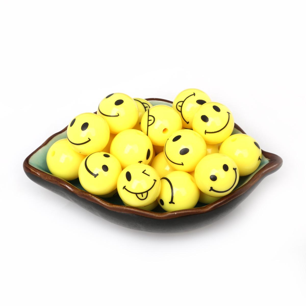 

12-18 мм акриловые круглые шариковые бусины со смайликом для изготовления ювелирных изделий DIY аксессуары 18mm 20pcs жёлтый