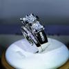 Sterling Silver Luxury Crystal Square Rings With Big Stone Bridal Wedding Engagement Ring Female Zircon Ring for Women