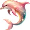 QT2422#15cm Delfino Glitterato Gradiente Vivace dal Rosa all'Azzurro con Stelle Lucide, Adesivi Autoadesivi Adatti per Auto, Laptop, Camion, Finestre