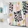 1 Fashion Leopard and Gold Foil Print Shower Curtain - Abstract Watercolor Design, Polyester, with 12 Hooks, Bathtub Accessories