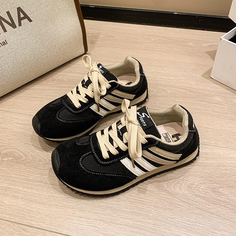 Dexun Shoes Women's 2025 Autumn New Great-looking Imitation Leather Platform Forrest Gump Shoes Super Fire Versatile Casual Sports Shoes