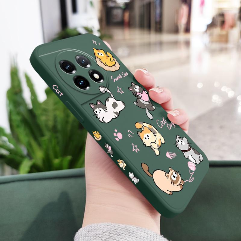Cat String Ball Phone Case For Oneplus 12 12R 11 11R 10 10R 10T 9R 9RT 9 8T 8 7 7T Pro 5G Liquid Silicone Cover