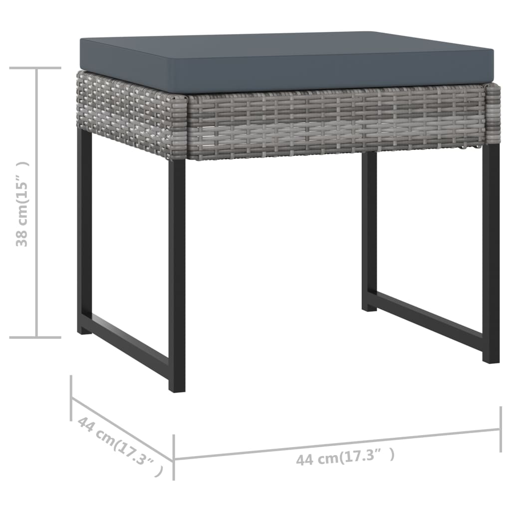 11 Piece Garden Dining Set with Cushions Poly Rattan Gray