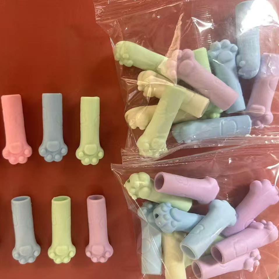 Cat Paw Eraser & Pencil Cap Set for Kids – Soft, Cute, and Functional Pencil Extender Sleeve.