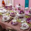 Exquisito Juego de Cuenco y Plato de Cerámica China: Vajilla Creativa Festiva de Porcelana Ósea con Cuencos, Platos y Cucharas