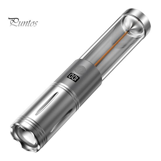 

Фонарик для кемпинга на открытом воздухе с цифровым дисплеем, водонепроницаемый, 3 режима, регулируемый, с возможностью масштабирования, с высоким люменом, сверхъяркий, перезаряжаемый, портативный, для пешего туризма серебряный