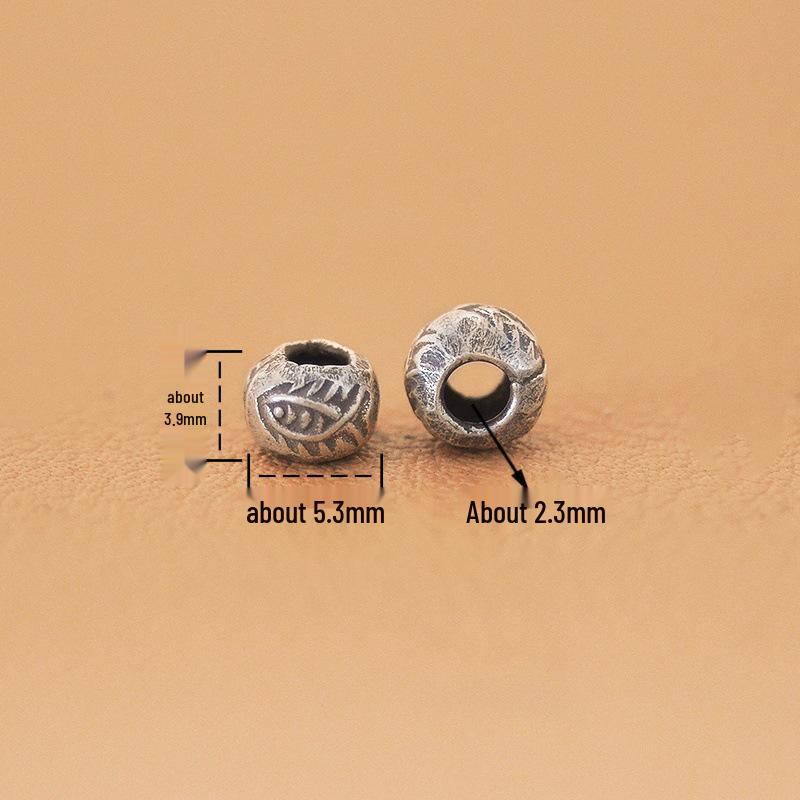 Thai Handmade Silver Fish Pendant & Spacer Beads for DIY Bracelet Accessories