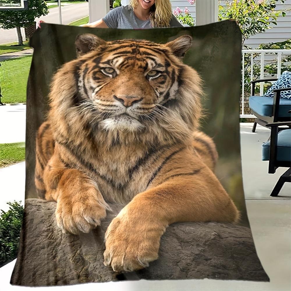 Tiger Print Flannel Blanket Comfortable Soft Flannel Blanket Animal 3D High Definition Print Home Blanket