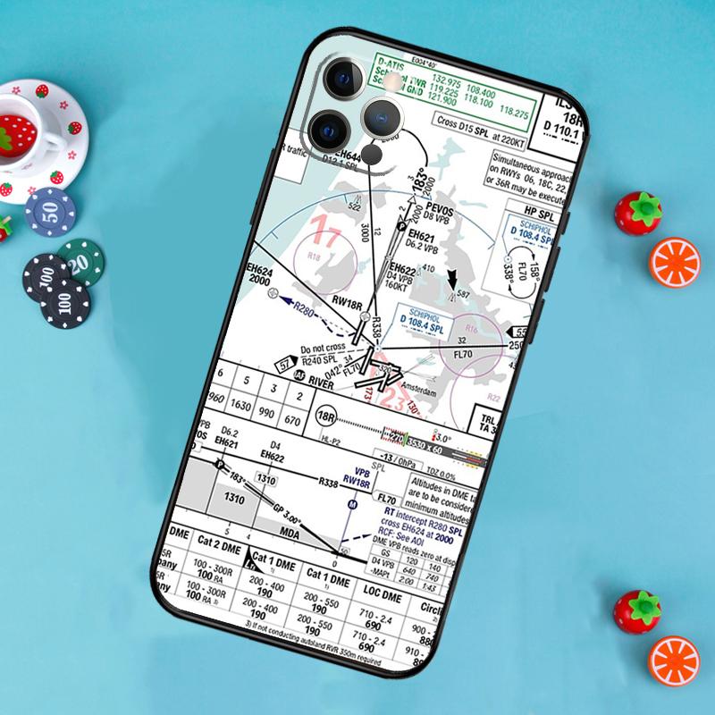 

Aviation Chart AccessoriesAirport Phone Case For iPhone 16 15 14 Pro Max 11 12 Pro 13 Pro Max XS Max XR X Plus Back Cover iPhone 14 Pro