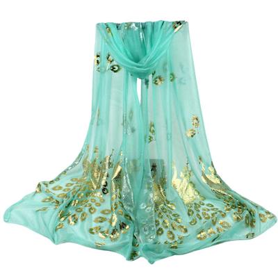 Frauen Dame Multi-color Pfau Blume Schal Lange Weiche Wrap Schal Stola Pashmina