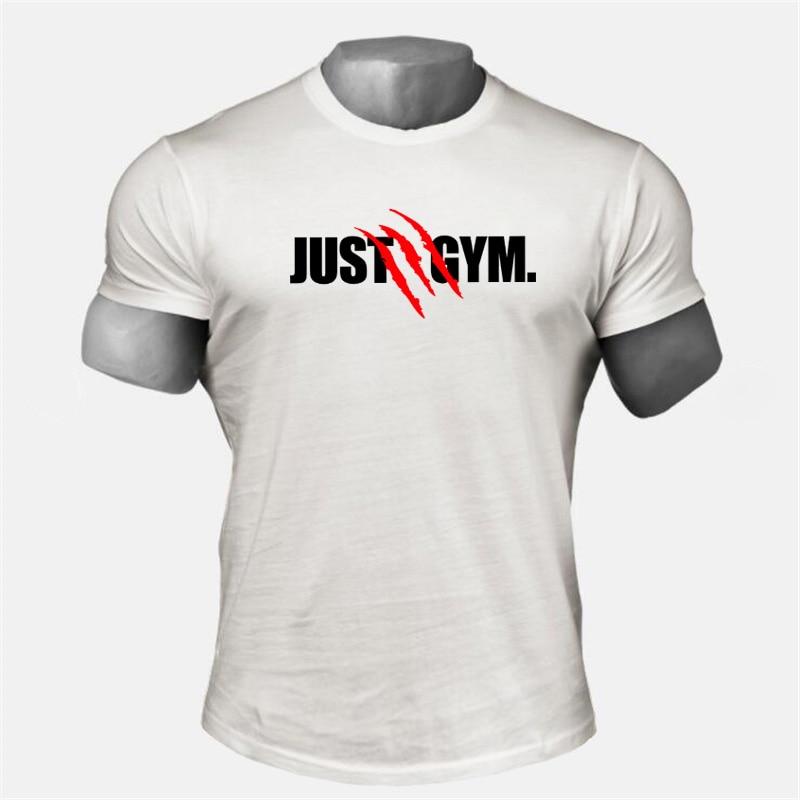 Muscleguys Fashionable and Handsome Letter Printing Sports T-shirt Training Fitness Leisure Short Sleeve