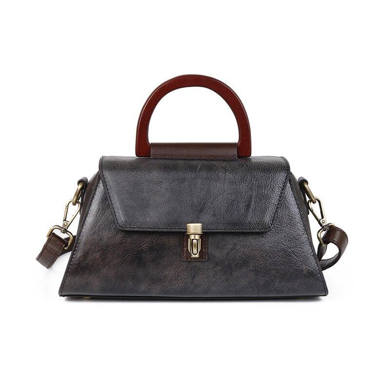 Johnature Luxury Handbags Women Bags Retro Genuine Leather Solid Color Lady Shoulder Bags Leisure Cowhide Messenger Bag