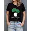 Unisex Black Botanical T Shirt Green Monstera Leaf Palm Print Short Sleeve Round Neck Casual Spring Summer Fall Plant Lover Comfortable Top