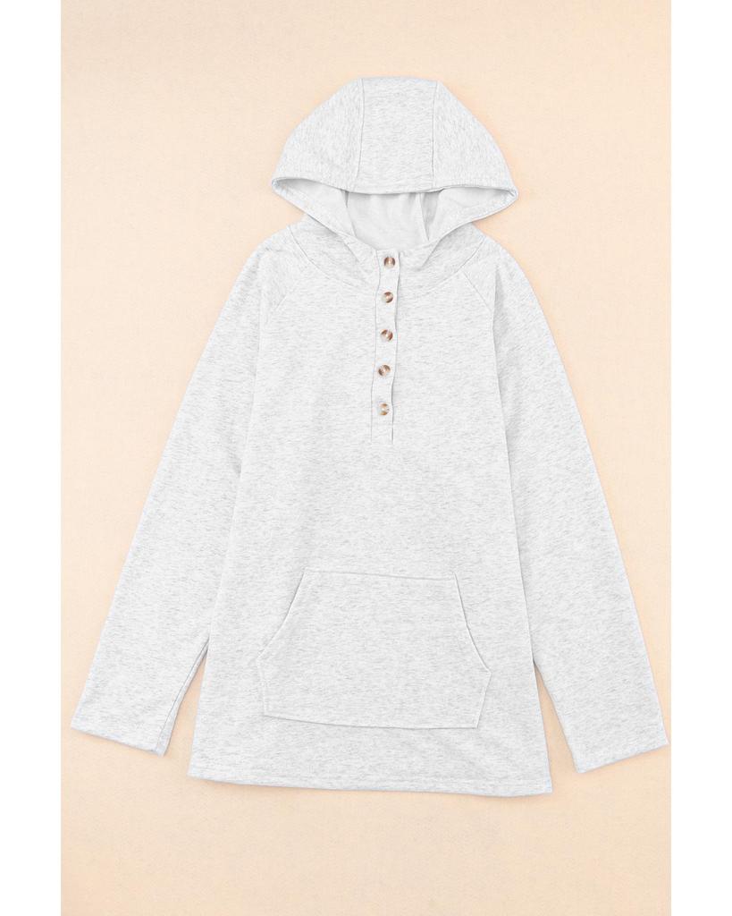 Azura Exchange Kangaroo Pocket Henley Button Hoodie