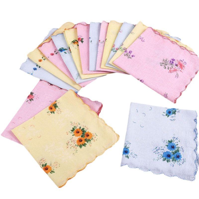 12 Packs Of Women's Pure Cotton Printed Handkerchiefs, Pure Cotton Handkerchiefs, Wedding Bride Souvenirs, Flap Pocket Pants Sca