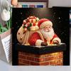 Framed Pearl Art DIY Kit with Santa Claus Chimney Pattern 3D Sparkling Bead Canvas Painting Handmade Gift for Home Decoration Wall Art