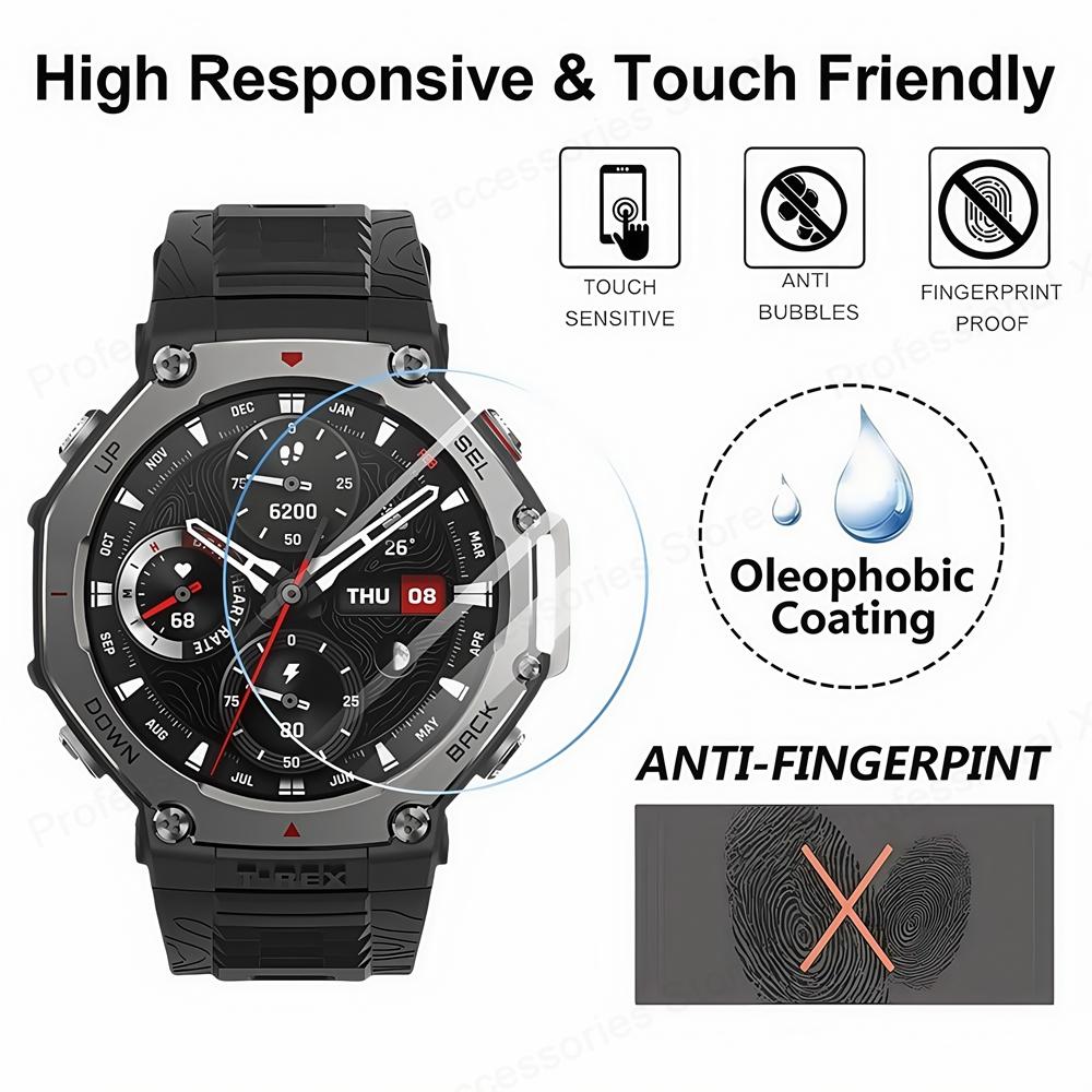 One Click Easy Past Tempered Glass For Amazfit T-rex 3 Premium Hardness Screen Protector Locator Installation For Amazfit T-rex3