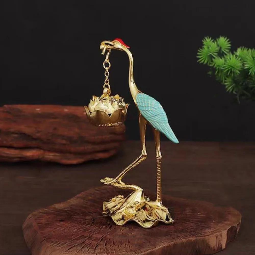 Chinese Style Incense Burner Zinc Alloy Red-crowned Crane Incense Holder Beautiful Design Accessories Incense Burning Gifts
