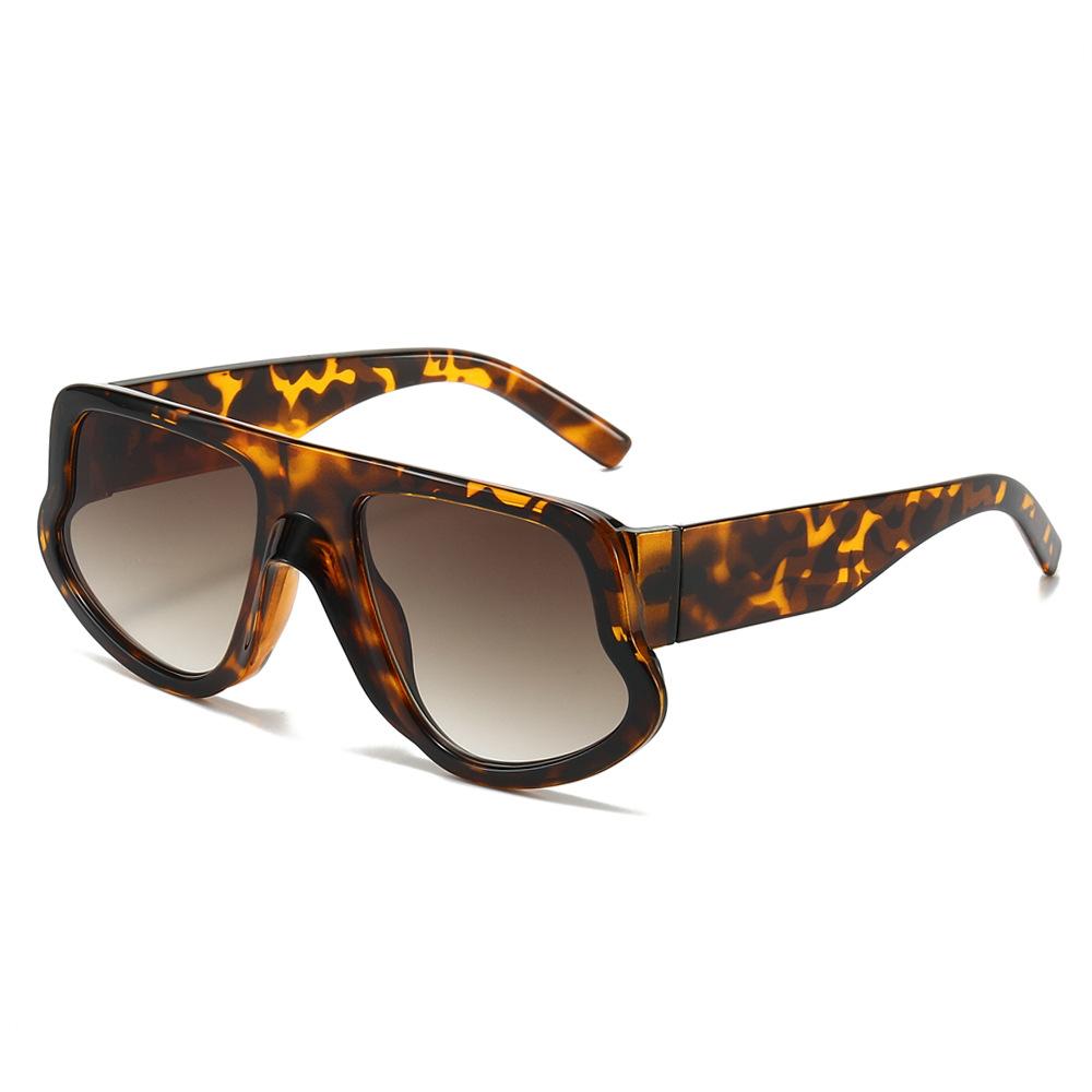 New Luxury Irregular Round Frame Leopard Gradient Women Sunglasses  Wide Leg Design Personality Trend Men Sun Glasses Uv400