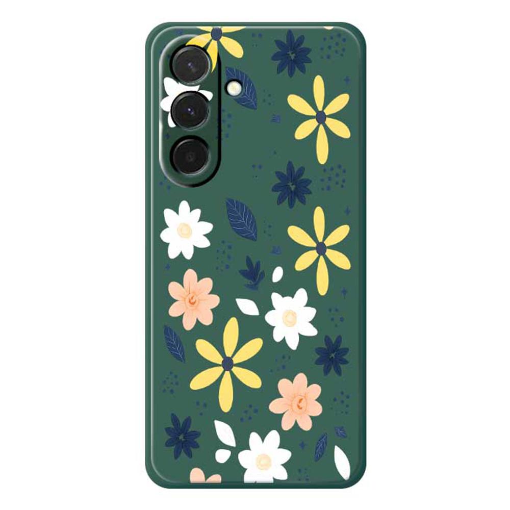 For Samsung Galaxy A36 5G Case Colorful Floral Blue Leaves Pattern Printing Straight Edge TPU Phone Back Cover