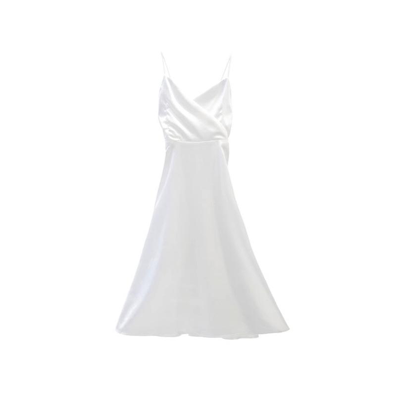 Sanya travel wear Internet celebrity suspender halter dress summer thin white fairy dress seaside vacation beach dress