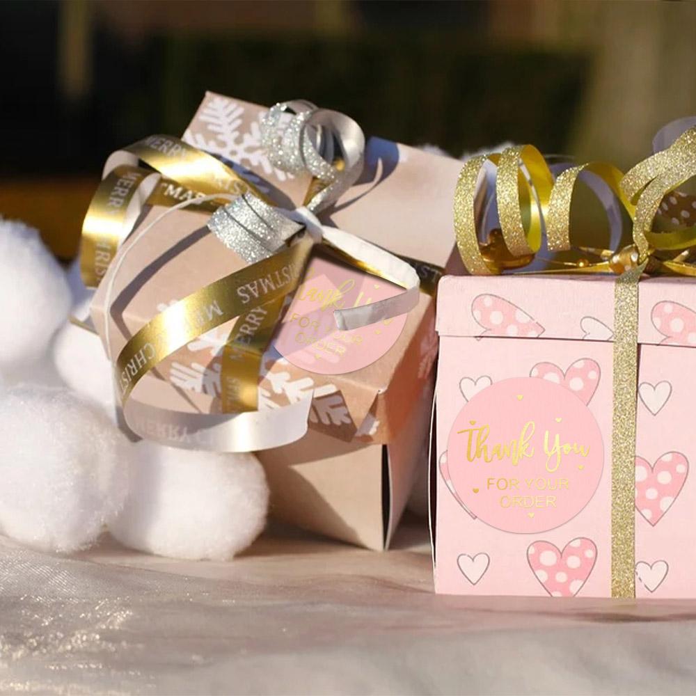 500PCS Round Labels Kraft Paper Thank You Sticker Dragees Candy Bag Flower Gift Box Cake Boxes and Packaging Wedding Stickers